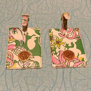 NWOT brand new set of two Lilly Pulitzer luggage tags. Green flower print.